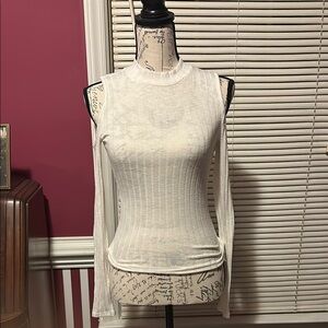 Elegant Cream Long Sleeve Women's Top